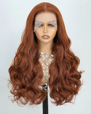 Ginger Orange Synthetic Lace Front Wig for Women, 13x6 Lace Front, Long Wavy with Baby Hair, Deep Parting, Natural Hairline, Hd Lace, Heat Resistant Fiber Wig 26 Inch