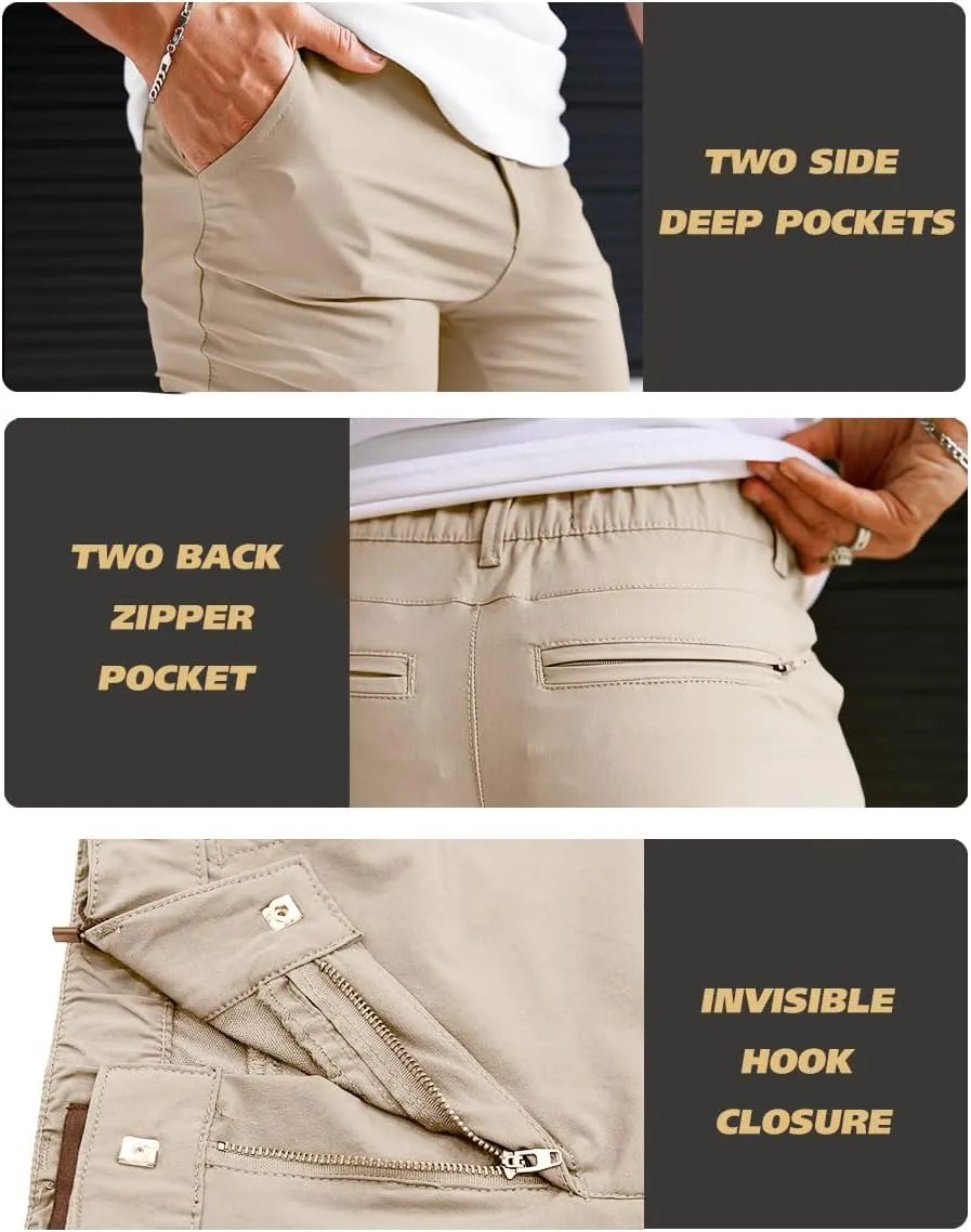 GINGTTO Men's 4-Way Stretch Slim Tapered Fit Golf Joggers - 28" Inseam Nylon