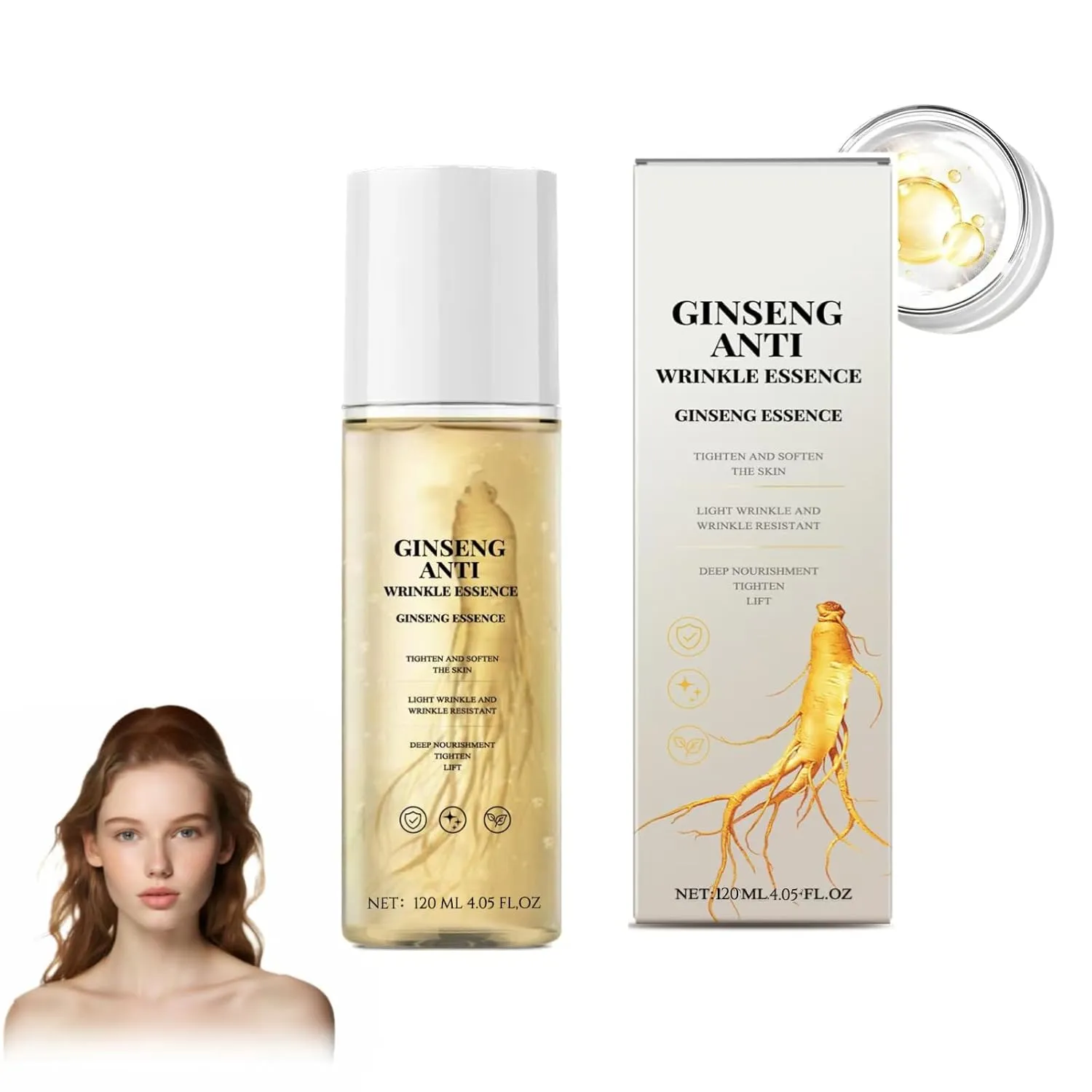 Ginseng Essence Anti Wrinkle Essence, 100%-Natural Ginseng Essence Water, Anti-Aging Natural Ginseng Essence Anti Wrinkle Essence for All Skin Types