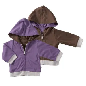 Girl's Reversible Hoodie - Eggplant & Chocolate