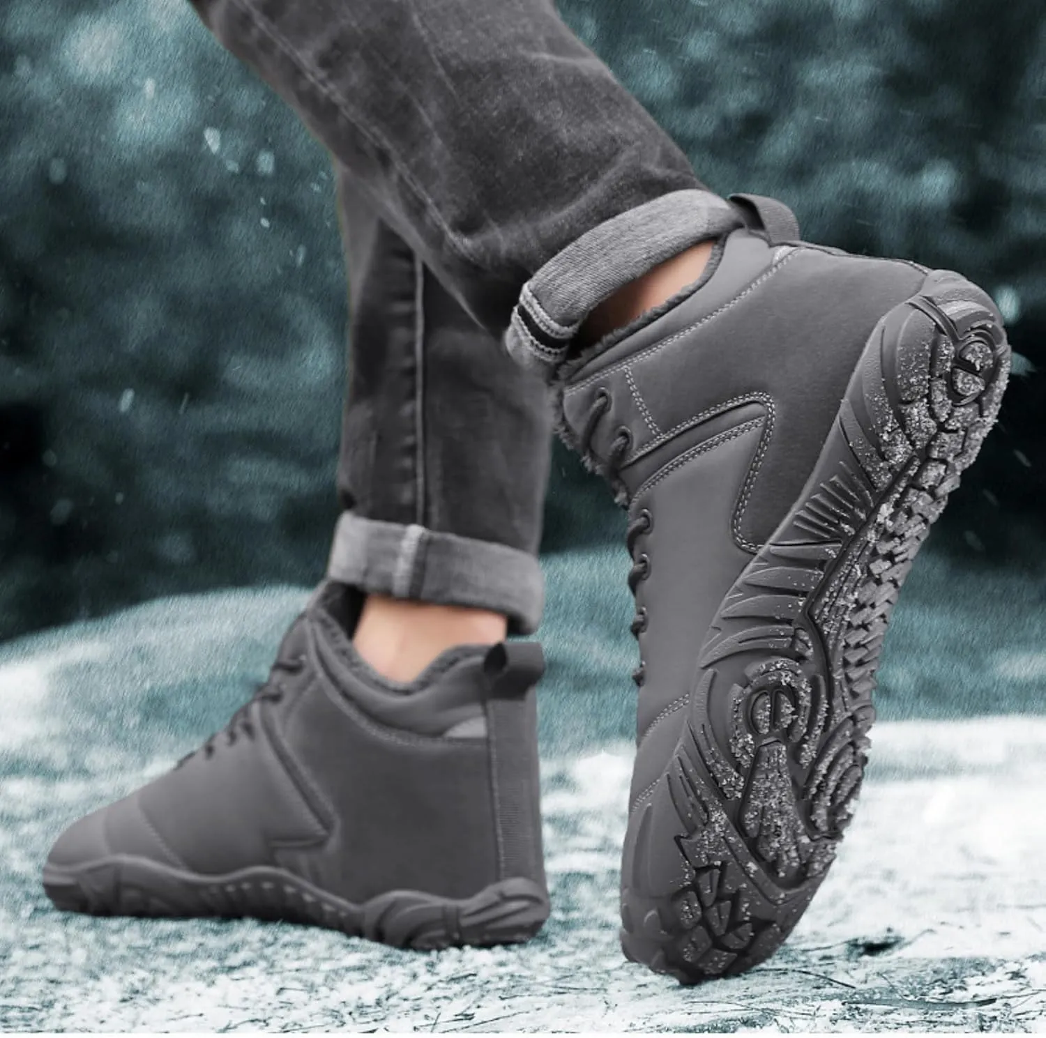 Glacia Barefoot Shoes Winter for Women Men, Wide Toe Box Minimalist Waterproof Hiking Warm Snow Boots Sneakers