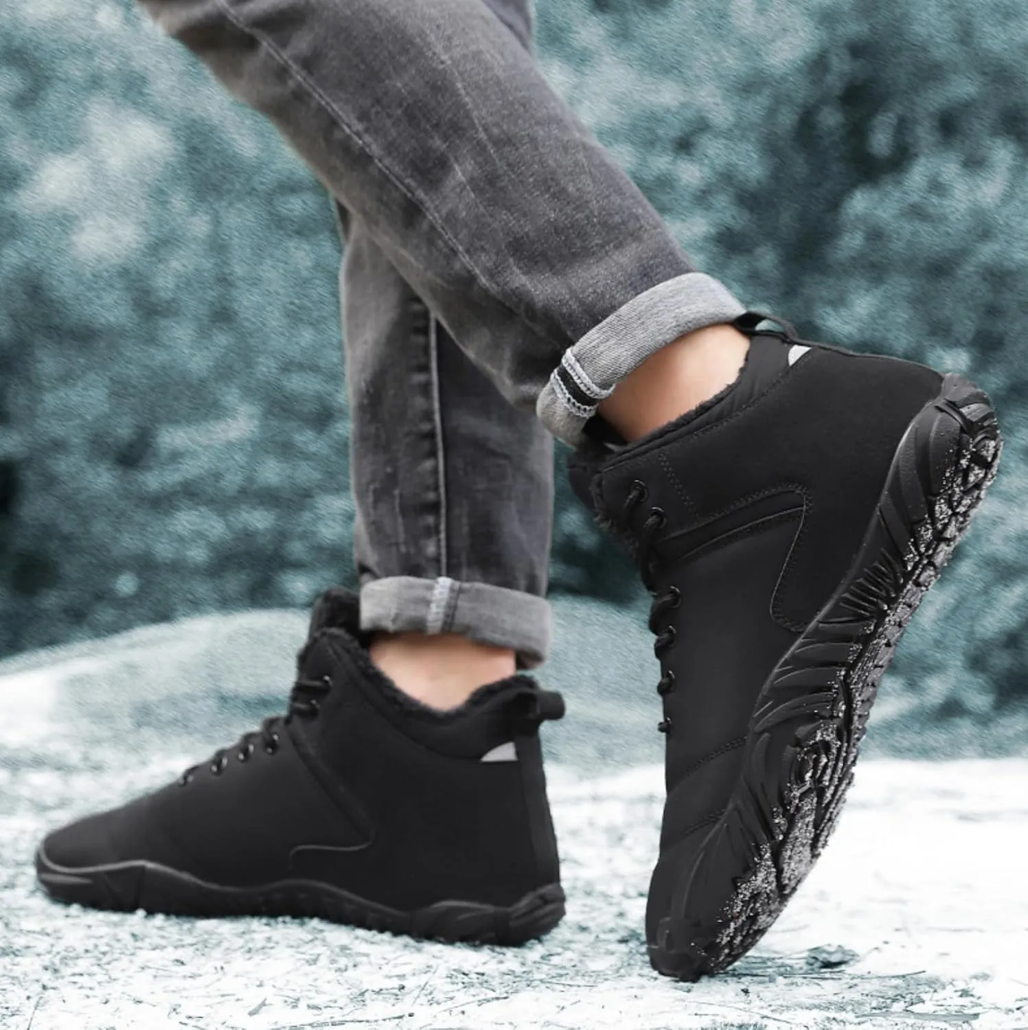 Glacia Barefoot Shoes Winter for Women Men, Wide Toe Box Minimalist Waterproof Hiking Warm Snow Boots Sneakers