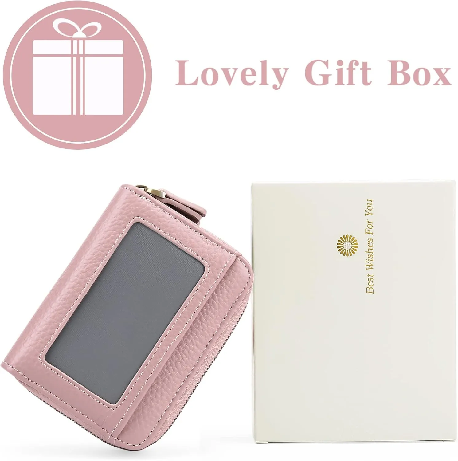 GOIACII Small Genuine Leather Wallet for Women, RFID Blocking Credit Card Holder Wallet