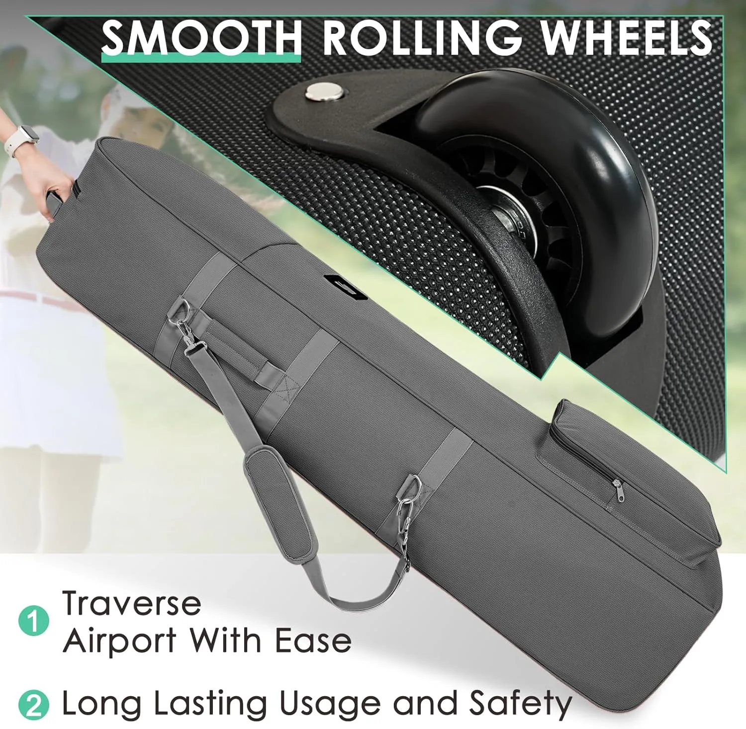Golf Travel Bags for Airlines with Adjustable Support Rod and Detachable Shoulder Straps, Soft Foldable Golf Club Travel Covers, 900D Heavy Duty Oxford -Universal Size