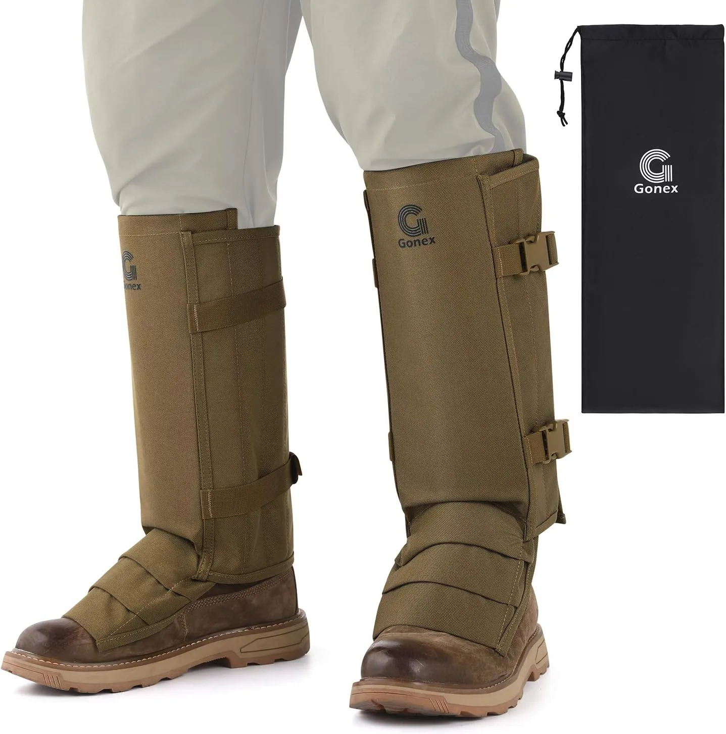 Gonex Snake Gaiters, Waterproof Snake Guards, Snake Bite Protection for Lower Legs, Snake Proof Gaiters Fit for Men & Women, Adjustable Size, Pack of 1