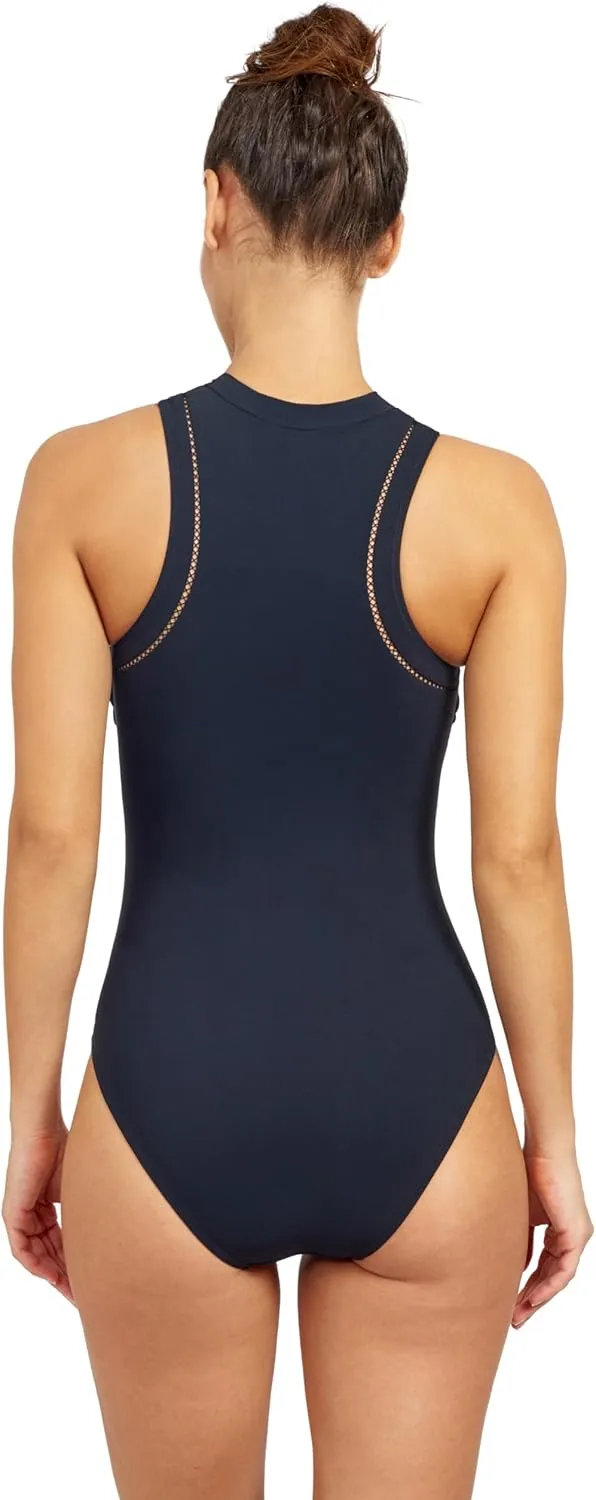 Gottex Women's Free Sport Champion Solid High Neck One Piece Swimsuit with Zip