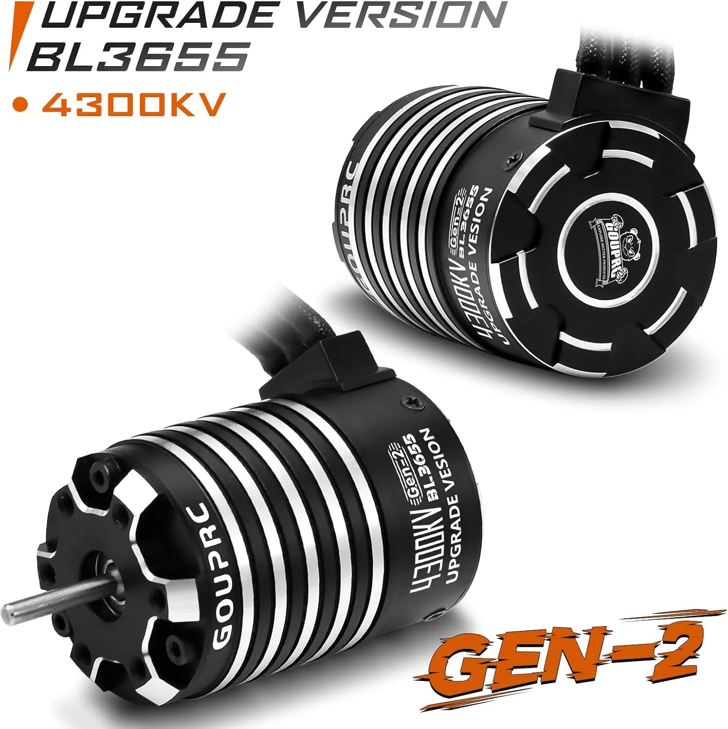 GOUPRC BL3655 4300KV Brushless Motor Shaft 3.175mm Diameter with Upgrade Gen-2 60A Brushless ESC Electric Speed Controller Combo Set for 1/10 1/12 RC Car Truck