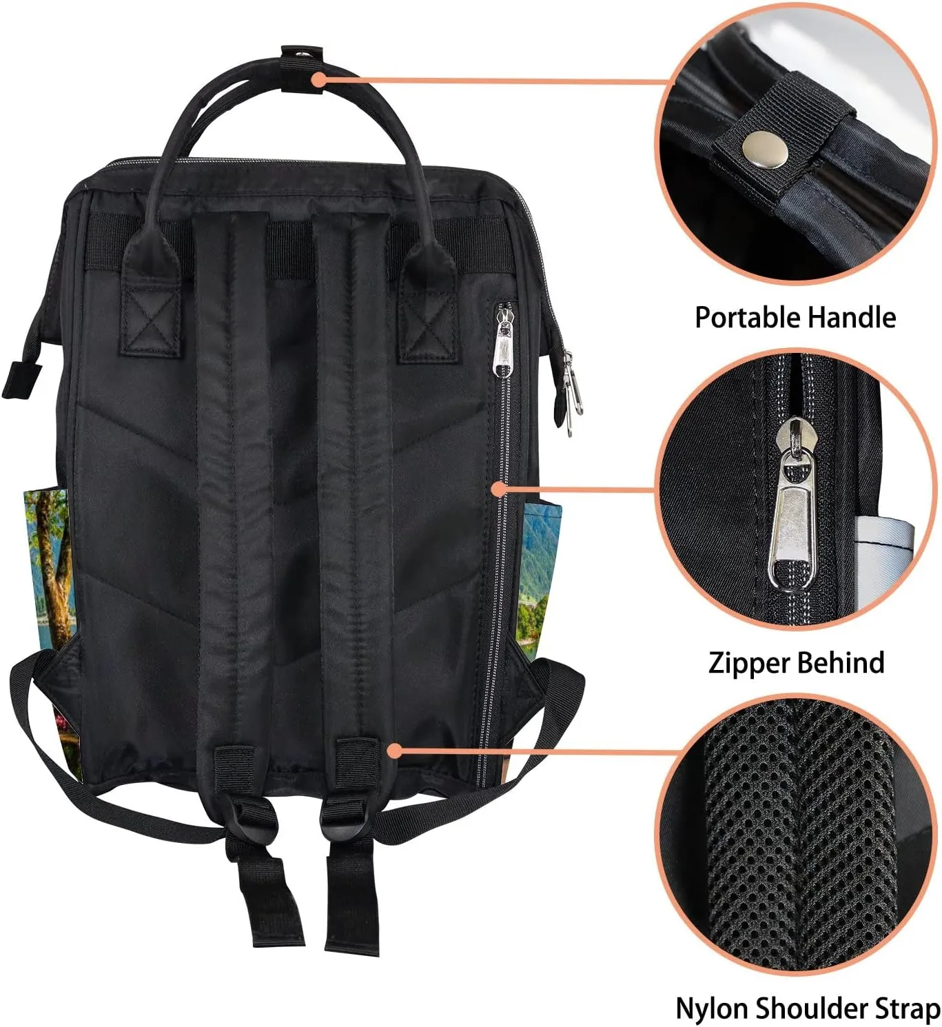 Green Chillon Chateau Diaper Bag Backpack, waterproof backpack Baby Nappy Changing Bags Laptop Backpack for Travel, Large Capacity, Durable and Stylish for Woman and Men.