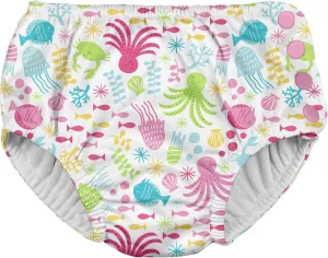 green sprouts Snap Reusable Absorbent Swimsuit Diaper, Light Pink Pinstripe, 24 Month