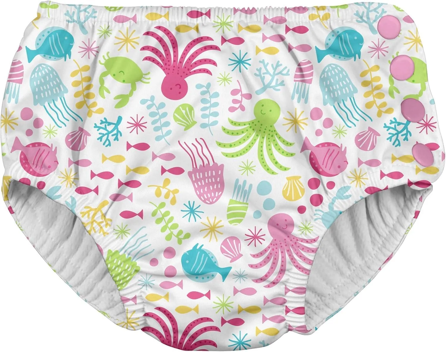 green sprouts Snap Reusable Absorbent Swimsuit Diaper, Light Pink Pinstripe, 24 Month