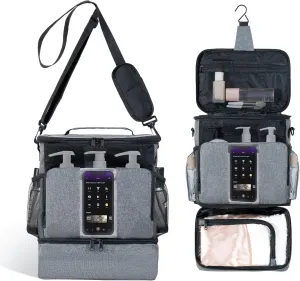 Grey Portable Mesh Shower Organizer – Hanging Toiletry Bag with Handles & Strap, Quick-Dry for Bathroom, Gym, Travel, Camping & College Dorms