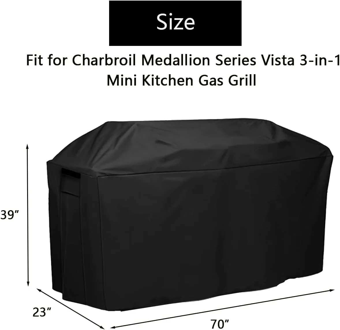 Grill Cover for Charbroil Medallion Series Vista 4 Burner Outdoor Kitchen Griddle, Waterproof Outdoor BBQ Grill Cover - 70 x 23 x 39 Inch