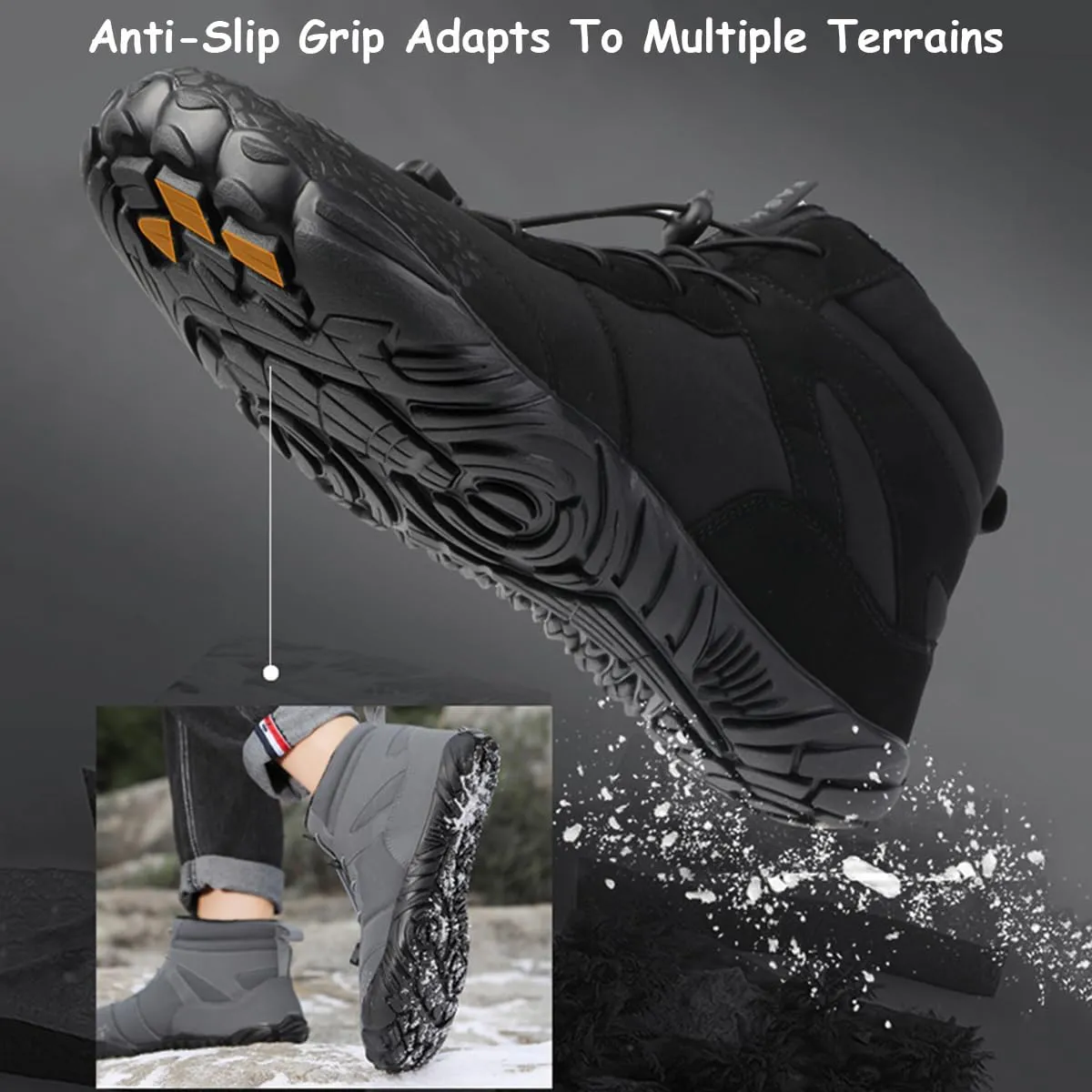 Grounded Winter Footwear For Women, Hike Winter Footwear Barefoot Womens Boots Men, Waterproof Wide Toe Box Barefoot Winter