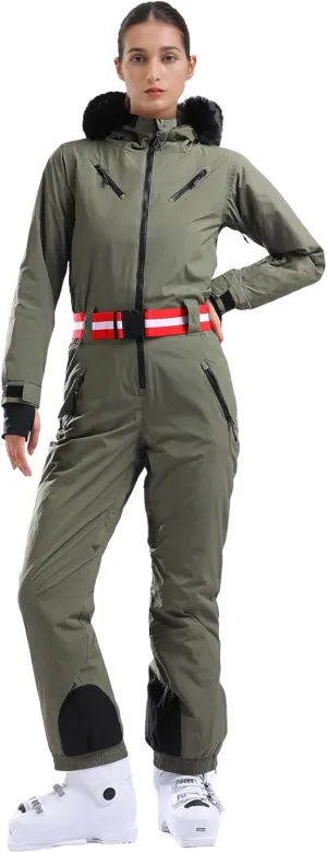GSOU SNOW Ski Suit Women Snowsuit One Piece Snowboarding Waterproof Windproof Jumpsuit for Outdoor Sports