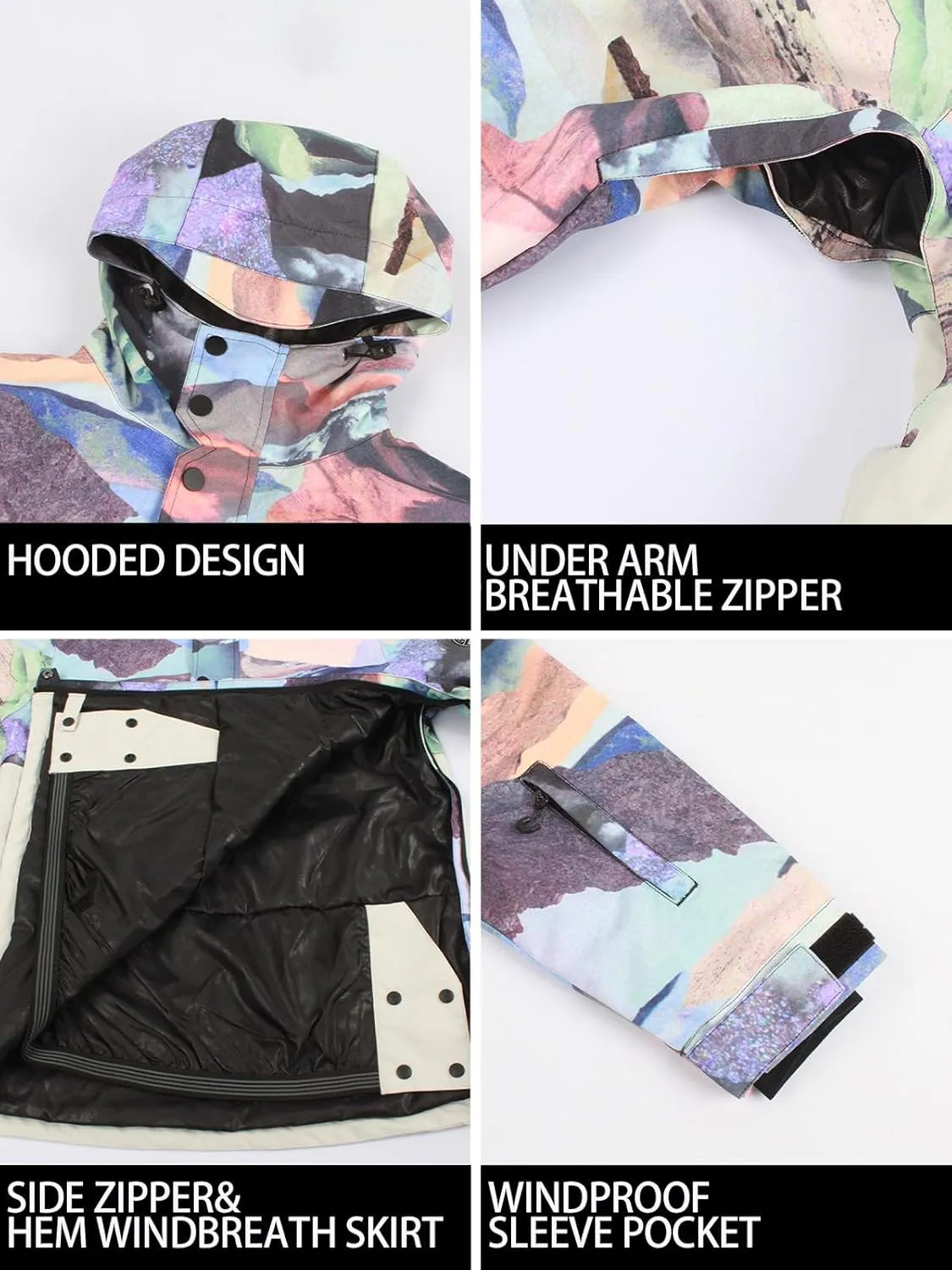 GSOU SNOW Women Ski Jacket Snow Coat Waterproof Windproof Snowboarding Jacket Coat Insulated Warm Winter