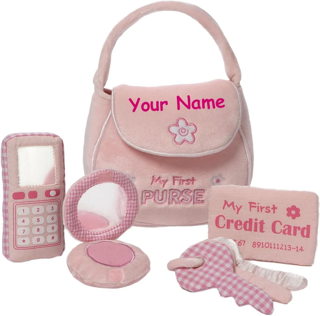 GUND Personalized My First Purse Plush Stuffed Baby Playset with Accessories