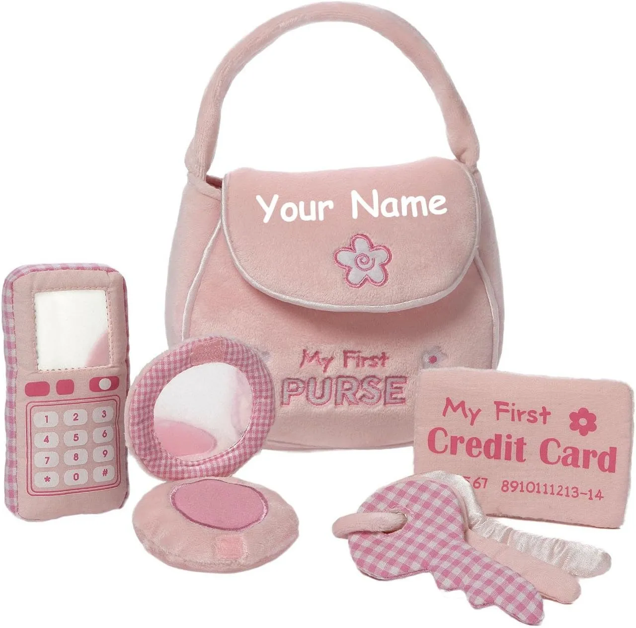 GUND Personalized My First Purse Plush Stuffed Baby Playset with Accessories