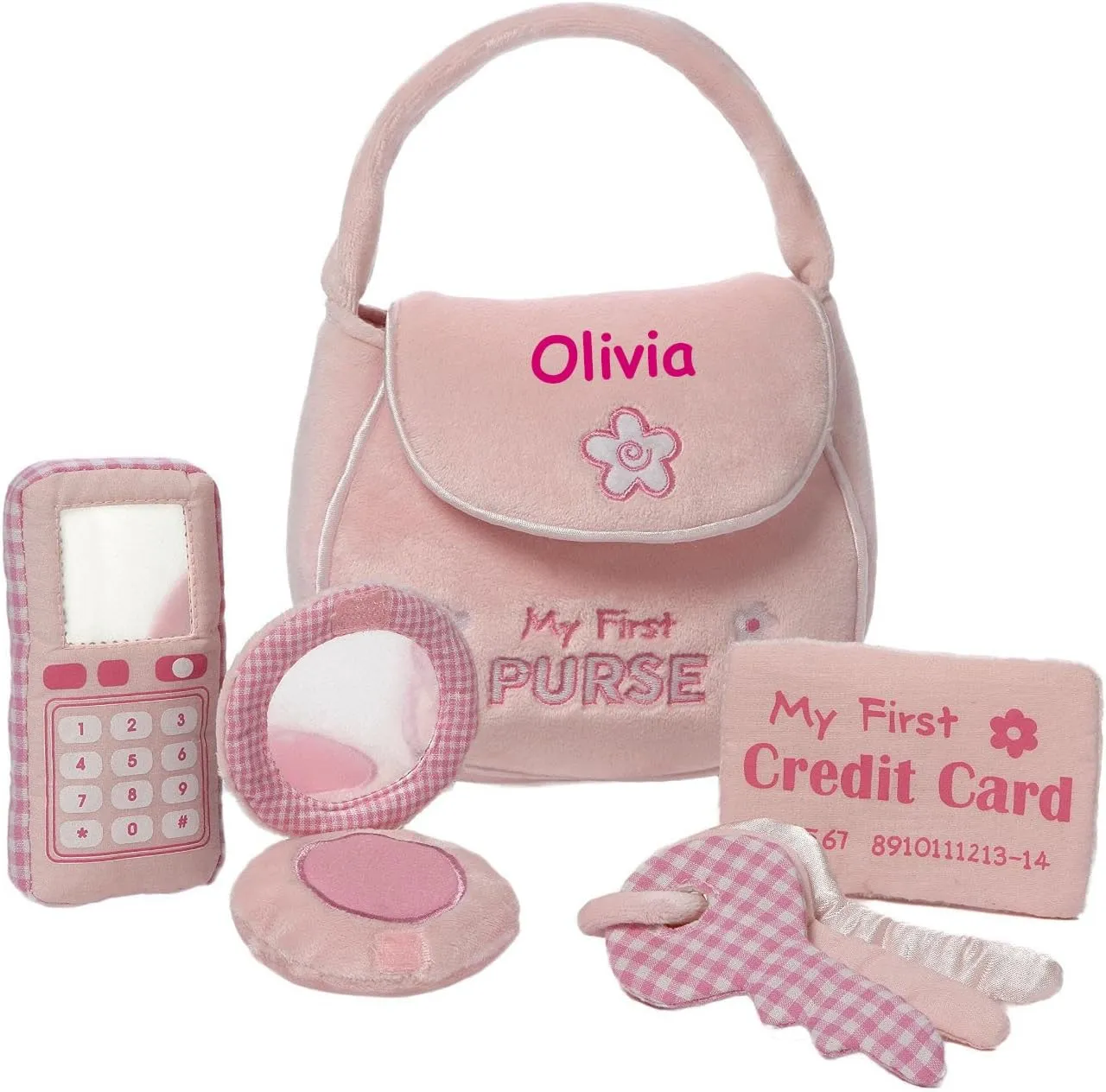 GUND Personalized My First Purse Plush Stuffed Baby Playset with Accessories