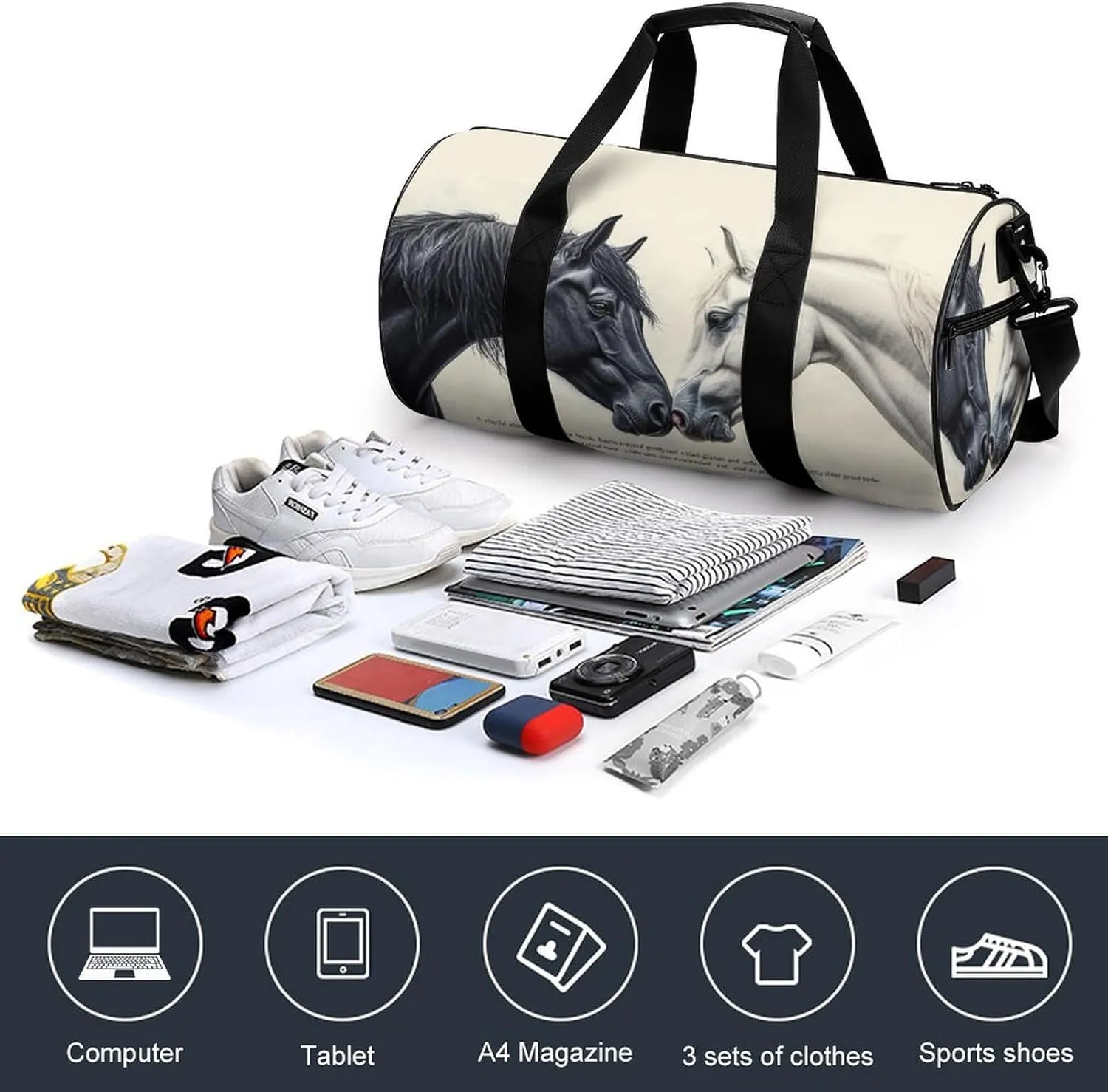 Gym Bag for Men Women Lightweight Sports Duffle Bag with Multiple Compartments Cylindrical Gym Bag for Fitness Travel And Outdoor Activities Ater Resistant Yoga Bag Training Bag Confrontation
