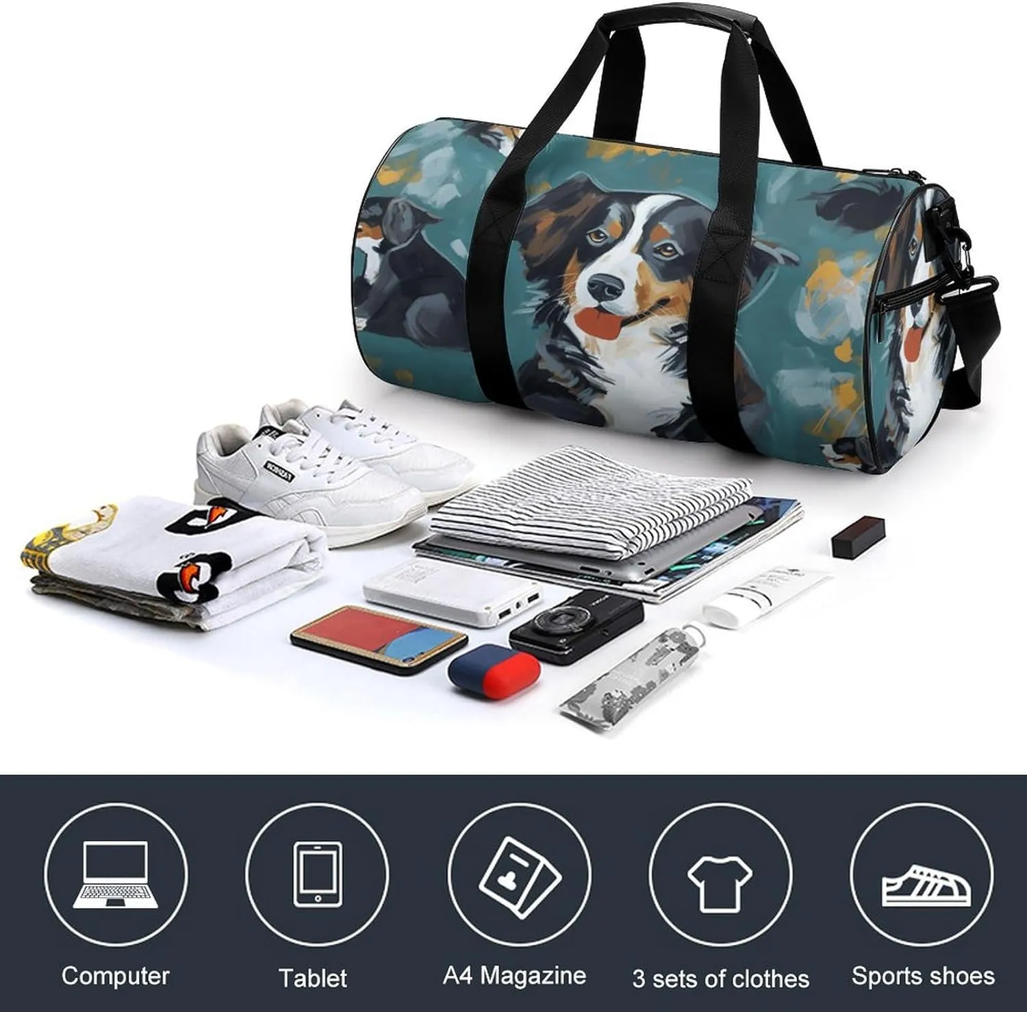 Gym Bags for Men Women Dog Duffle Bag Travel Overnight Bag with Shoe Compartment Tote Bags