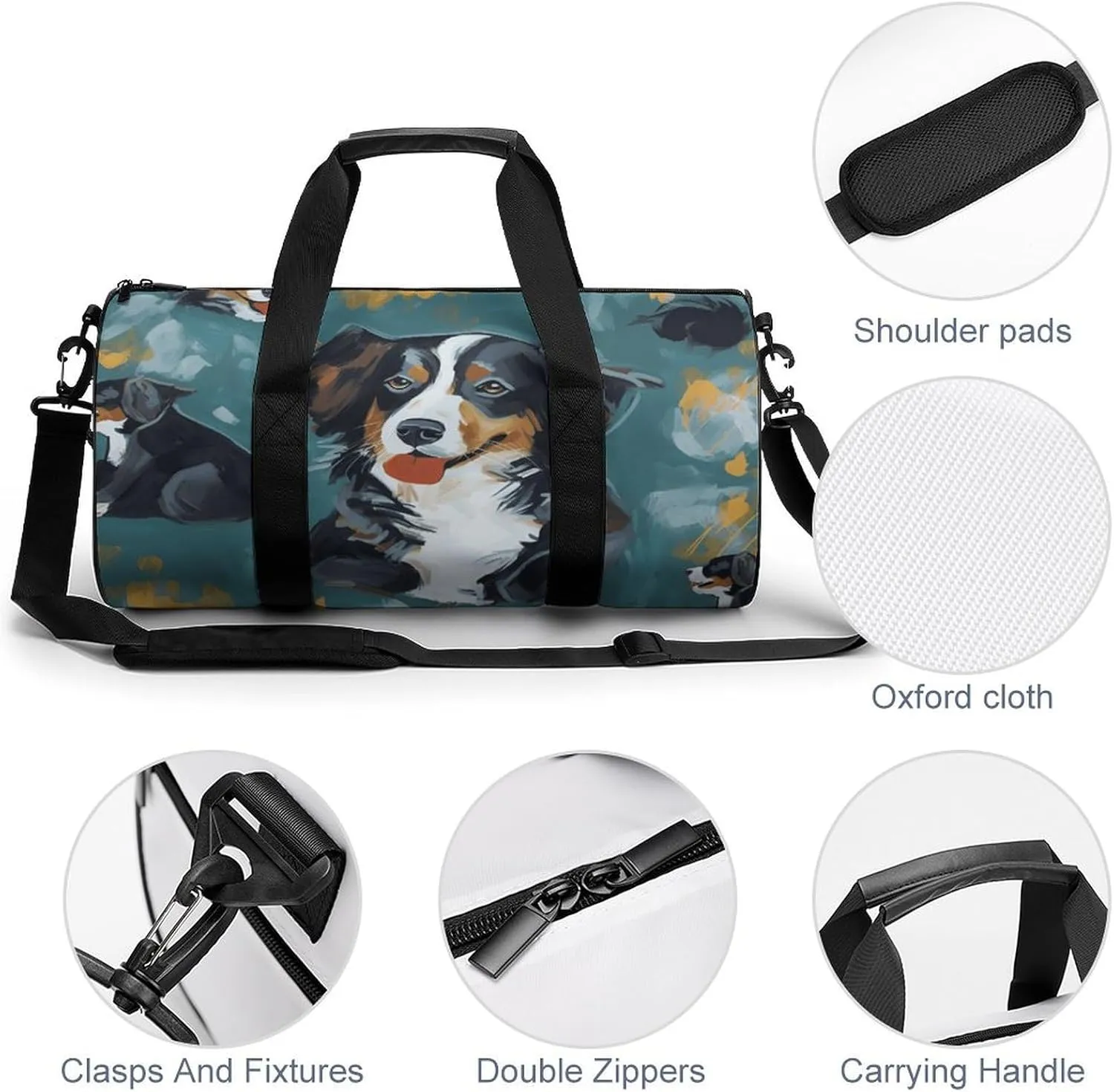 Gym Bags for Men Women Dog Duffle Bag Travel Overnight Bag with Shoe Compartment Tote Bags
