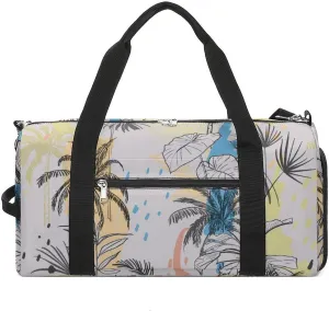 Gym Duffel Bag with Shoe Compartment Wet Pocket, Palms Trees Leaves Travel Bag for Men Women