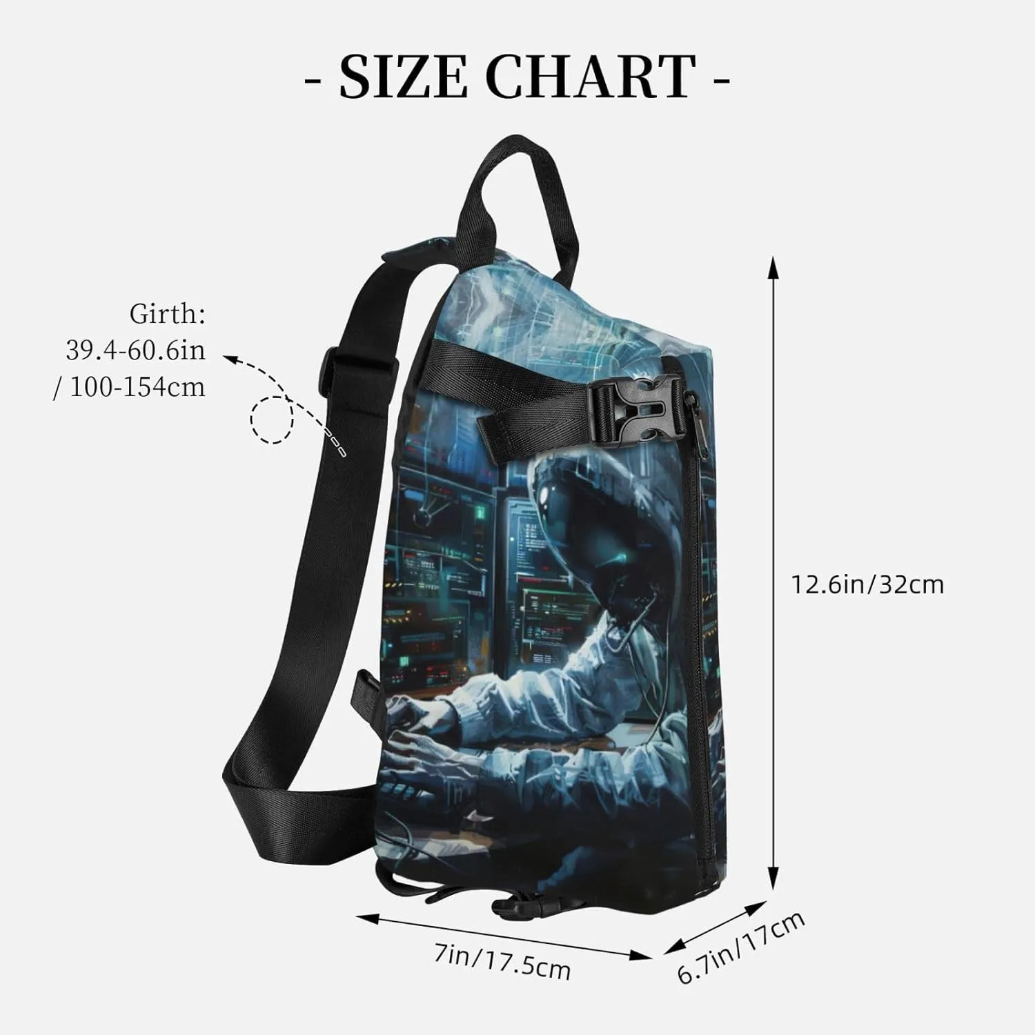 Hacker Attack Print Crossbody Backpack Casual Sling Bag Travel Lightweight, Adjustable Cross Bag