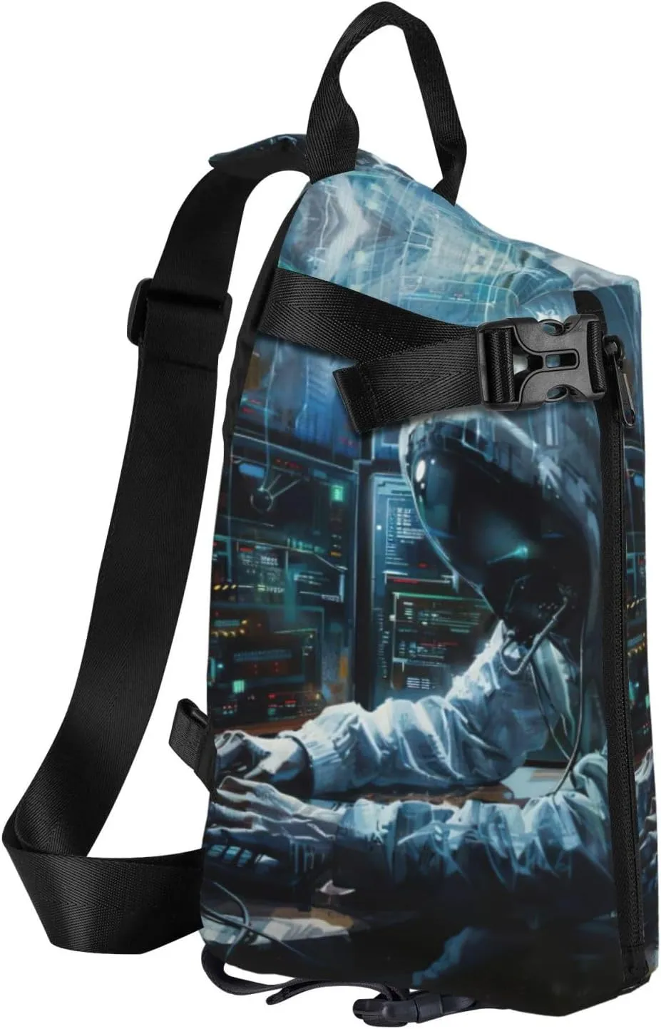 Hacker Attack Print Crossbody Backpack Casual Sling Bag Travel Lightweight, Adjustable Cross Bag