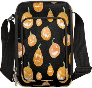 Halloween Thriller Pumpkin Crossbody Bag Small Sling Bag for Women and Men with Adjustable Shoulder Strap and Zipper Waterproof Fanny Pack for Working Traveling Hiking