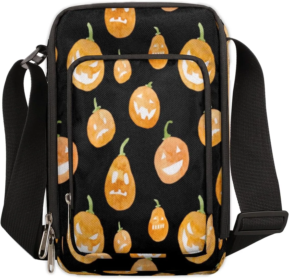 Halloween Thriller Pumpkin Crossbody Bag Small Sling Bag for Women and Men with Adjustable Shoulder Strap and Zipper Waterproof Fanny Pack for Working Traveling Hiking