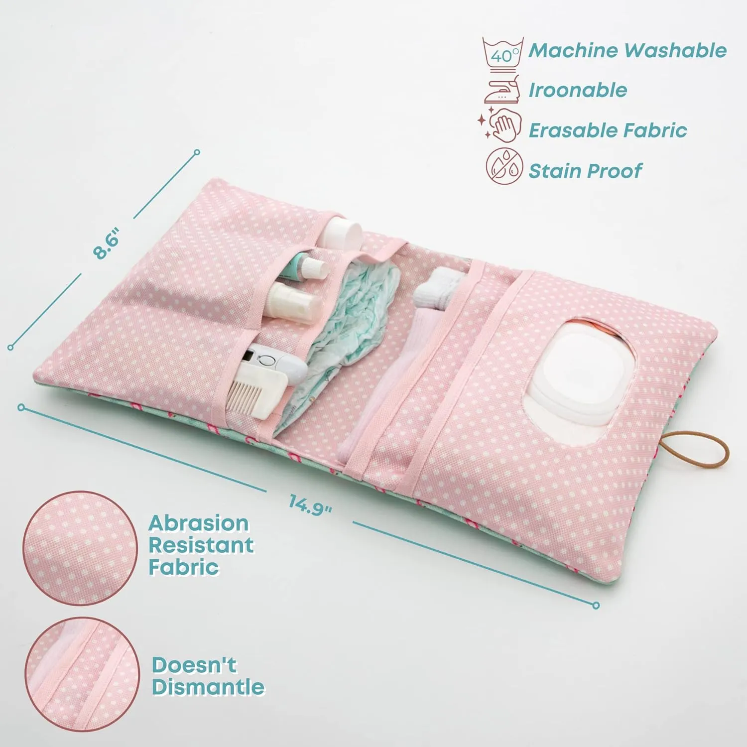HAMUR Baby Diaper Bag Organizer – Travel-Friendly, Compact & Foldable | Stroller Pouch for Newborn Essentials – Must-Have for Boys & Girls (Flamingo)