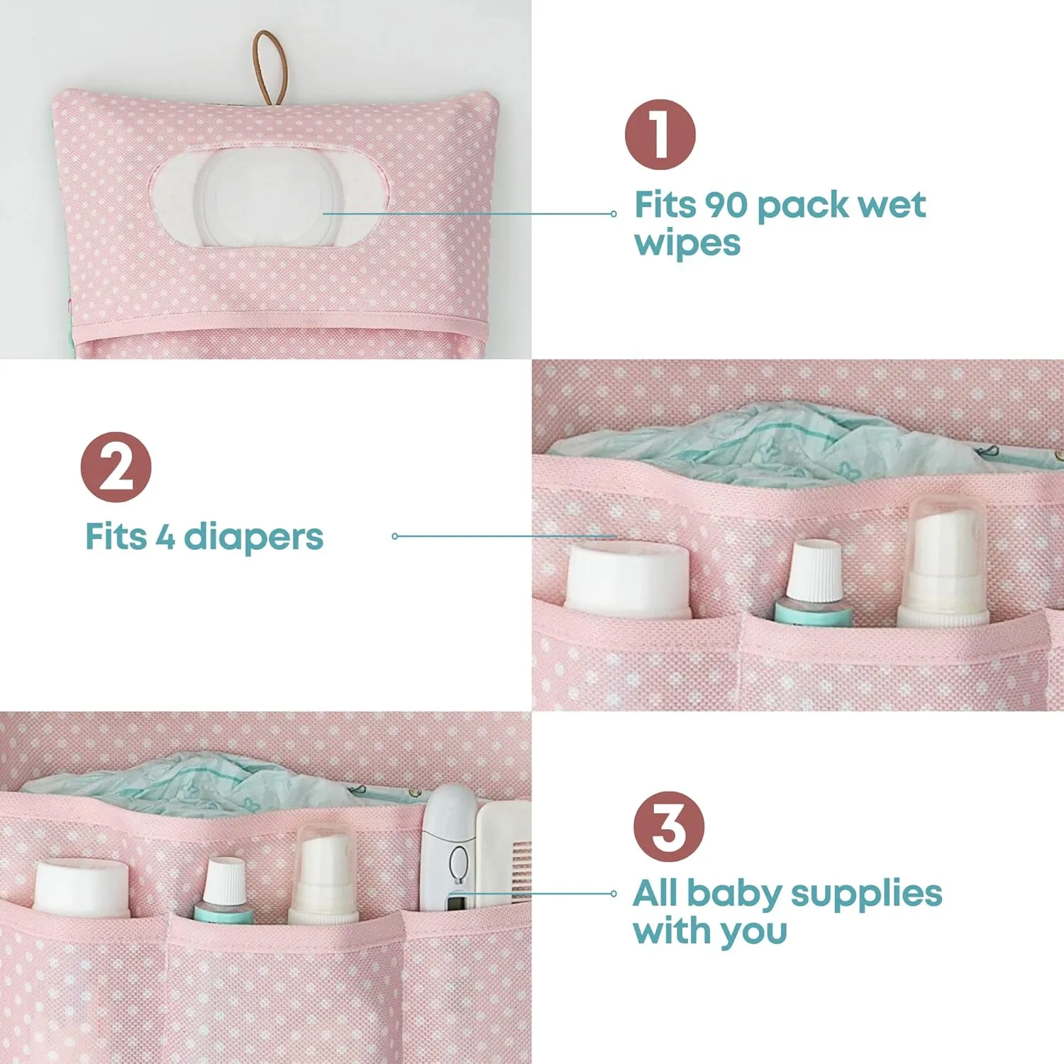 HAMUR Baby Diaper Bag Organizer – Travel-Friendly, Compact & Foldable | Stroller Pouch for Newborn Essentials – Must-Have for Boys & Girls (Flamingo)
