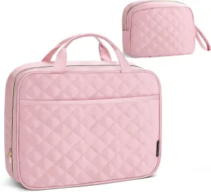 Hanging Toiletry Bag 2 Pack Set, Make Up Bags for Women with Hanging Hook and Waterproof, Cosmetic Bags Organizer for Shampoo, Makeup Accessories, for Business Trips, Travel, Pink