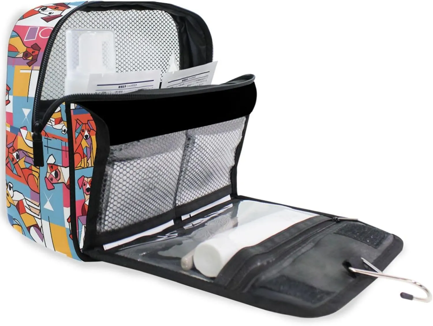 Hanging Toiletry Bag Abstract Works Of Art Dogs Travel Makeup bag for Toiletries Portable Travel Toiletry Organizer Cosmetic Bags with Hanging Hook