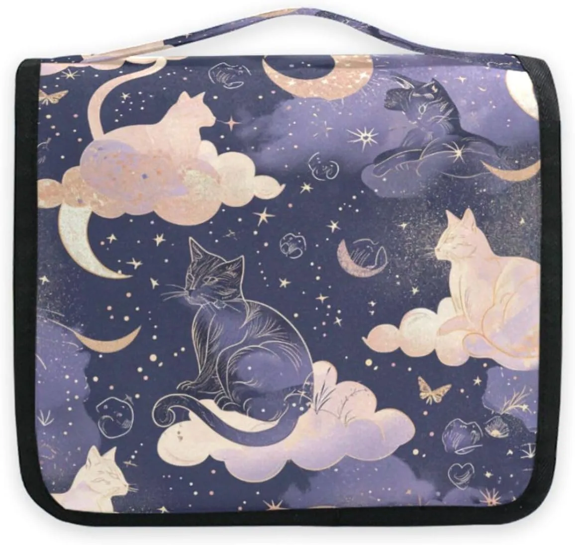 Hanging Toiletry Bag Cat Moon Travel Makeup bag for Toiletries Portable Travel Toiletry Organizer Cosmetic Bags with Hanging Hook