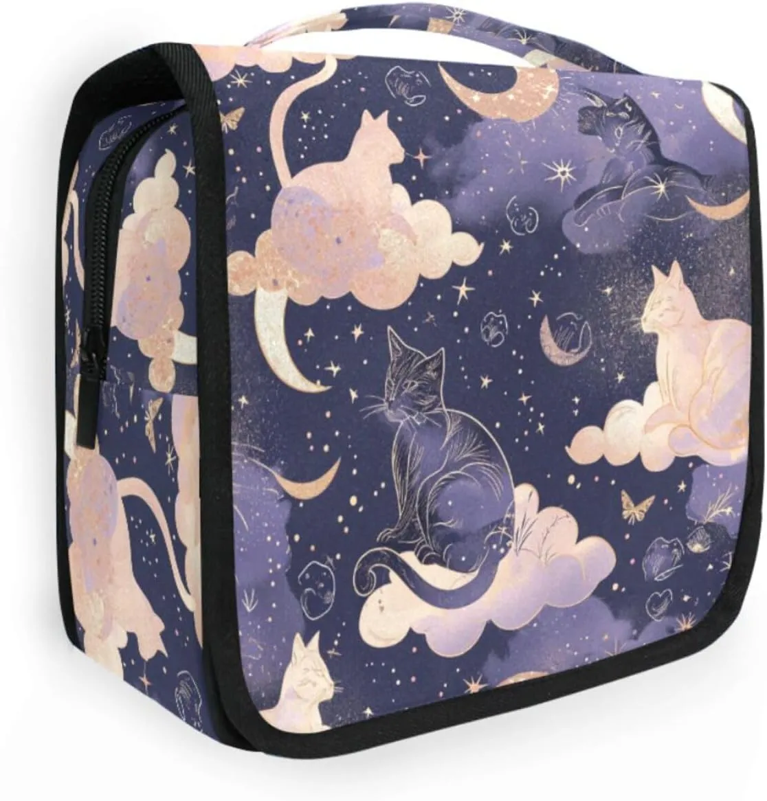 Hanging Toiletry Bag Cat Moon Travel Makeup bag for Toiletries Portable Travel Toiletry Organizer Cosmetic Bags with Hanging Hook