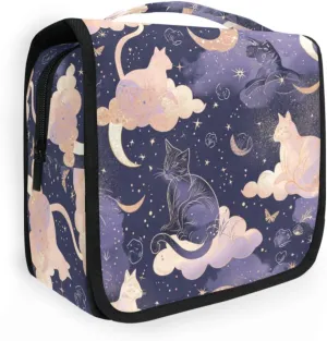 Hanging Toiletry Bag Cat Moon Travel Makeup bag for Toiletries Portable Travel Toiletry Organizer Cosmetic Bags with Hanging Hook