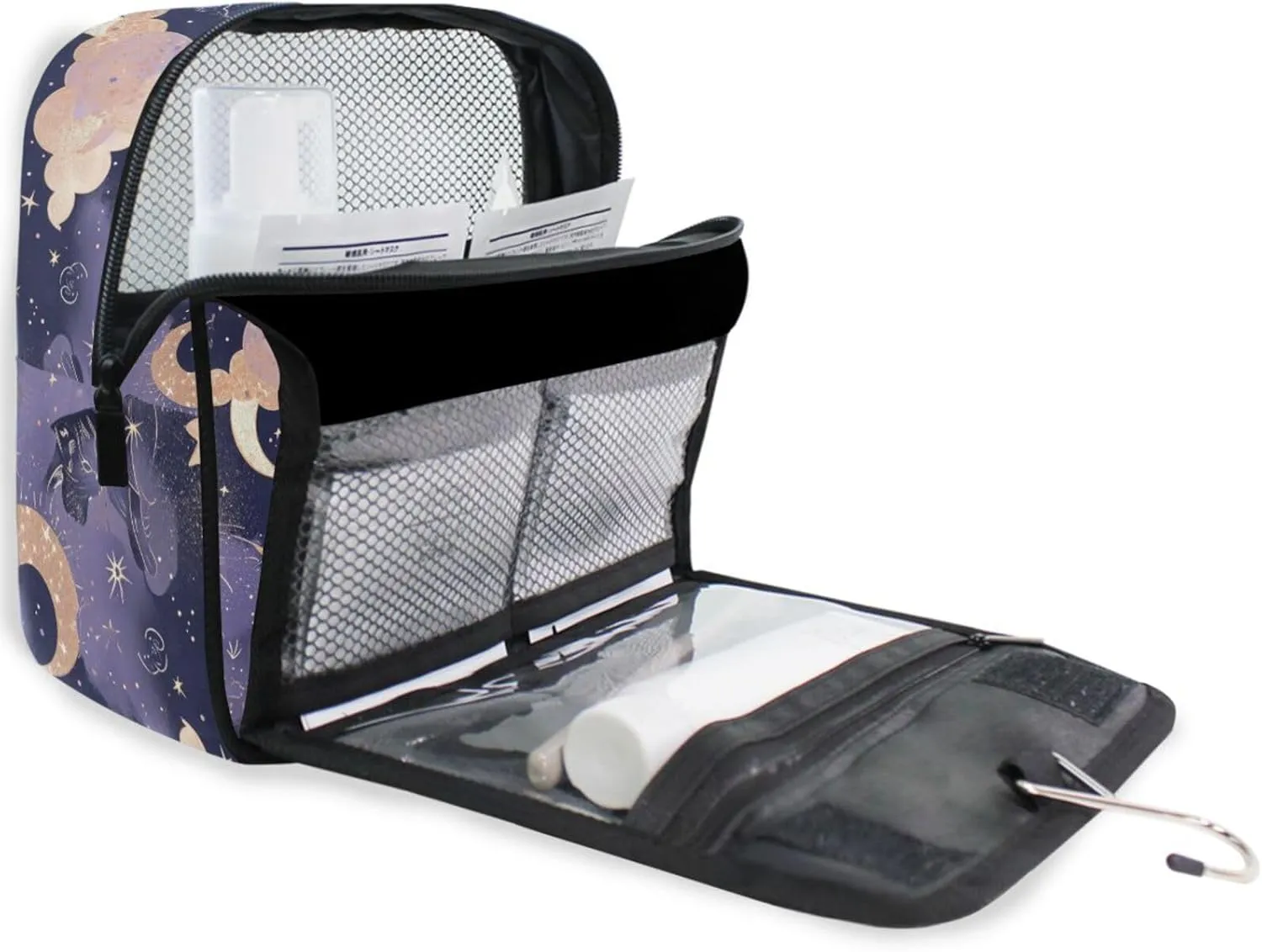 Hanging Toiletry Bag Cat Moon Travel Makeup bag for Toiletries Portable Travel Toiletry Organizer Cosmetic Bags with Hanging Hook