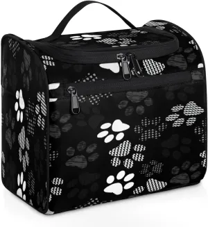 Hanging Toiletry Bag Cats and Dogs Paw for Women Girls, Cosmetic Makeup Bag with Multi Compartments, Portable Travel Bag Organizer Large for Toiletries Accessories