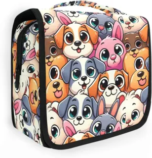 Hanging Toiletry Bag Cute Dogs Head Travel Makeup bag for Toiletries Portable Travel Toiletry Organizer Cosmetic Bags with Hanging Hook