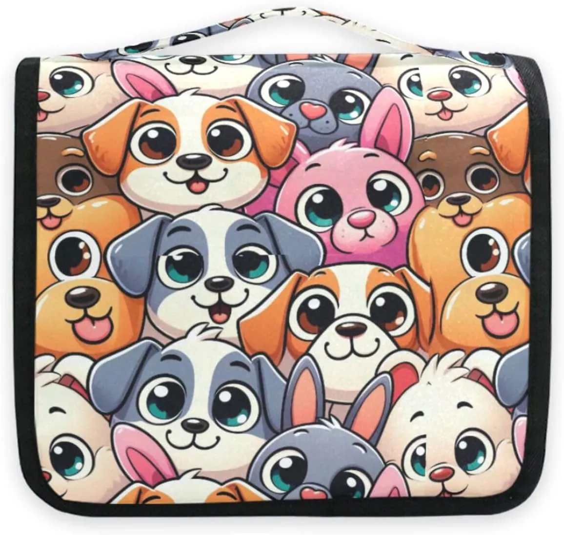 Hanging Toiletry Bag Cute Dogs Head Travel Makeup bag for Toiletries Portable Travel Toiletry Organizer Cosmetic Bags with Hanging Hook