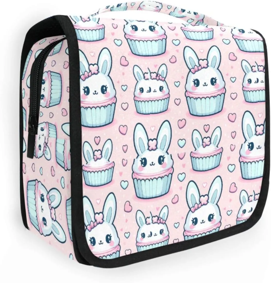 Hanging Toiletry Bag Cute Rabbit Head Pink Travel Makeup bag for Toiletries Portable Travel Toiletry Organizer Cosmetic Bags with Hanging Hook