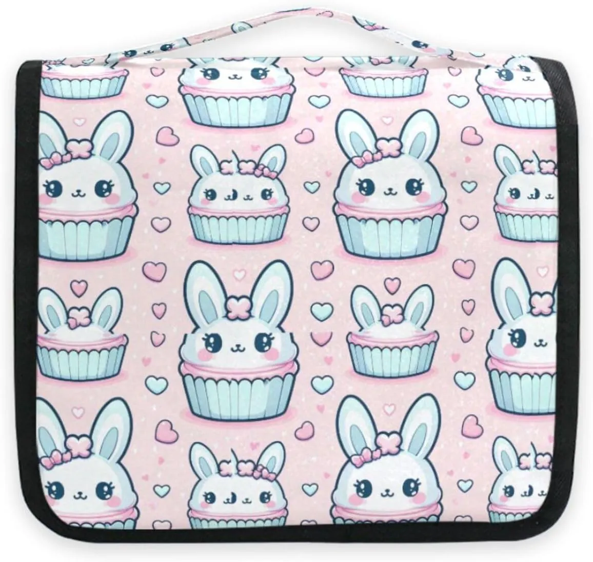 Hanging Toiletry Bag Cute Rabbit Head Pink Travel Makeup bag for Toiletries Portable Travel Toiletry Organizer Cosmetic Bags with Hanging Hook