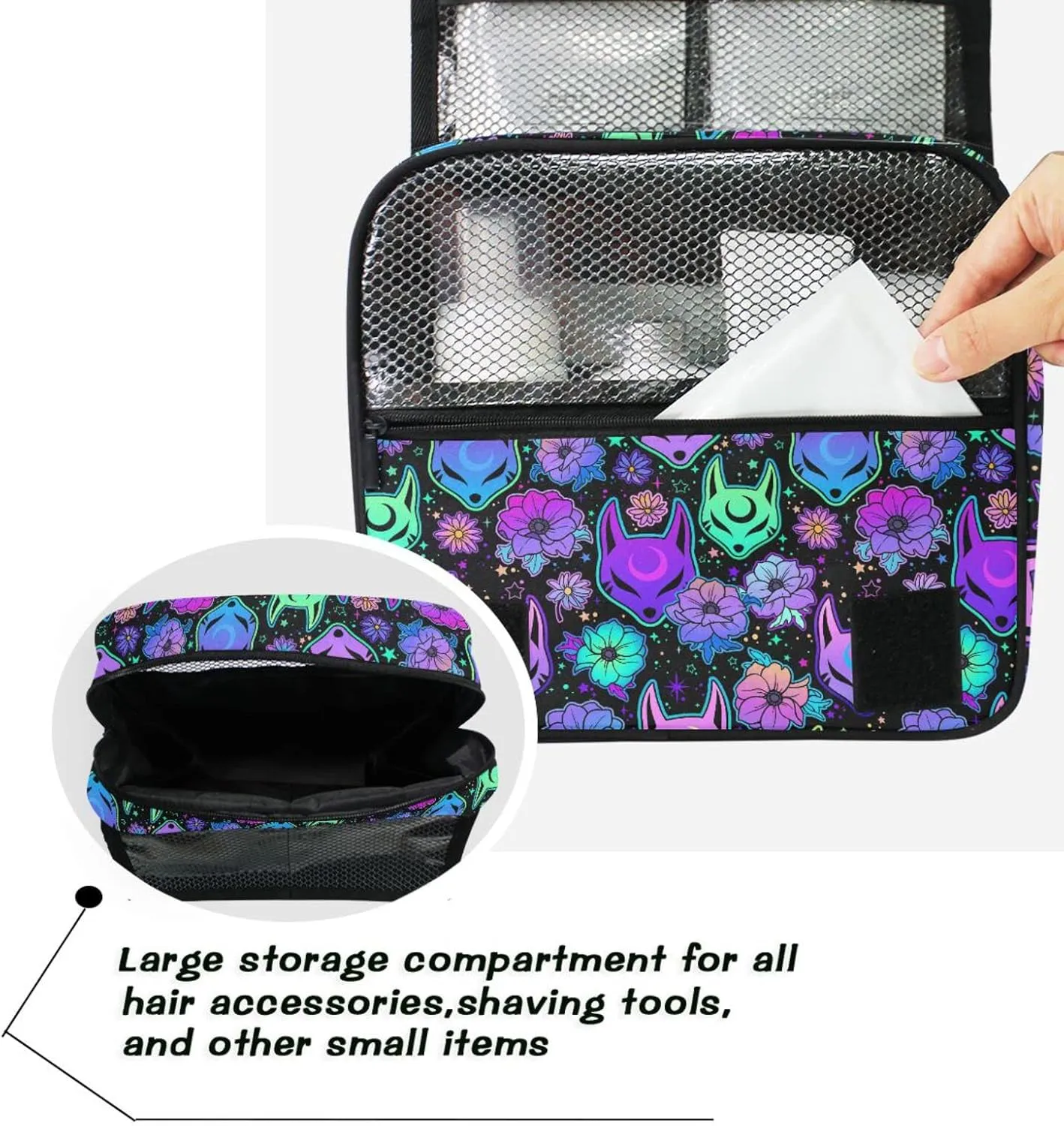 Hanging Toiletry Bag Magic Purple Fox Makeup Bag Travel bag for Toiletries Portable Toiletry Organizer Bags Toiletry Bag for Women Men, Travel-Essentials Toiletry Bag