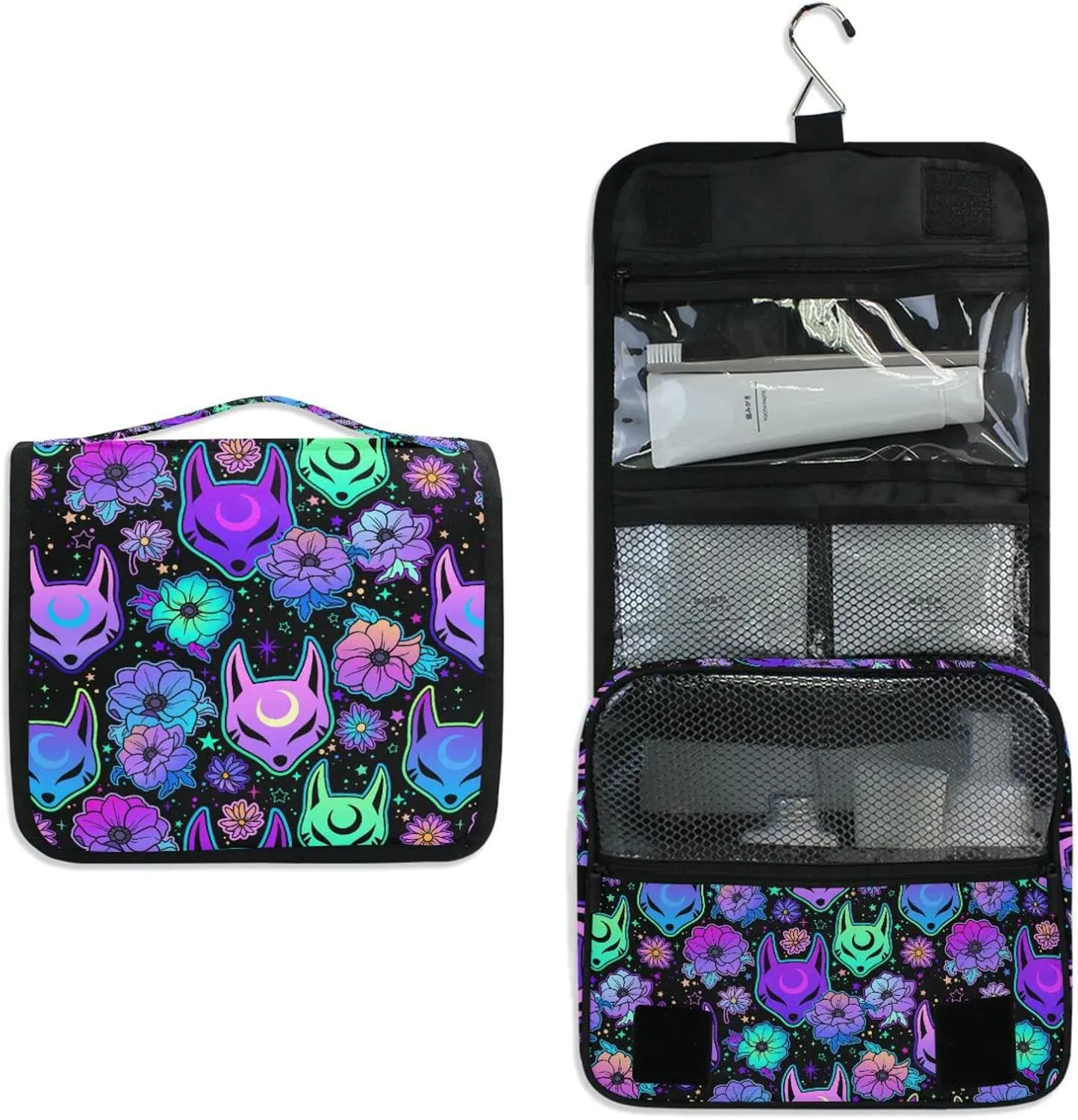 Hanging Toiletry Bag Magic Purple Fox Makeup Bag Travel bag for Toiletries Portable Toiletry Organizer Bags Toiletry Bag for Women Men, Travel-Essentials Toiletry Bag