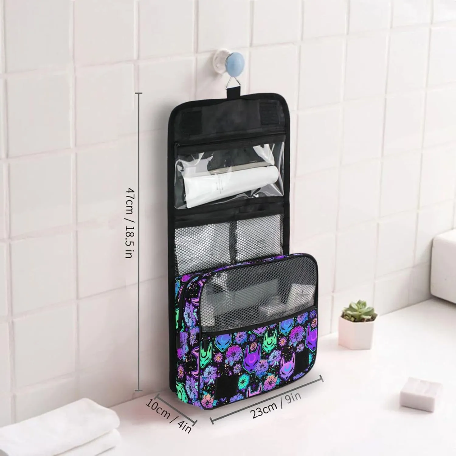 Hanging Toiletry Bag Magic Purple Fox Makeup Bag Travel bag for Toiletries Portable Toiletry Organizer Bags Toiletry Bag for Women Men, Travel-Essentials Toiletry Bag