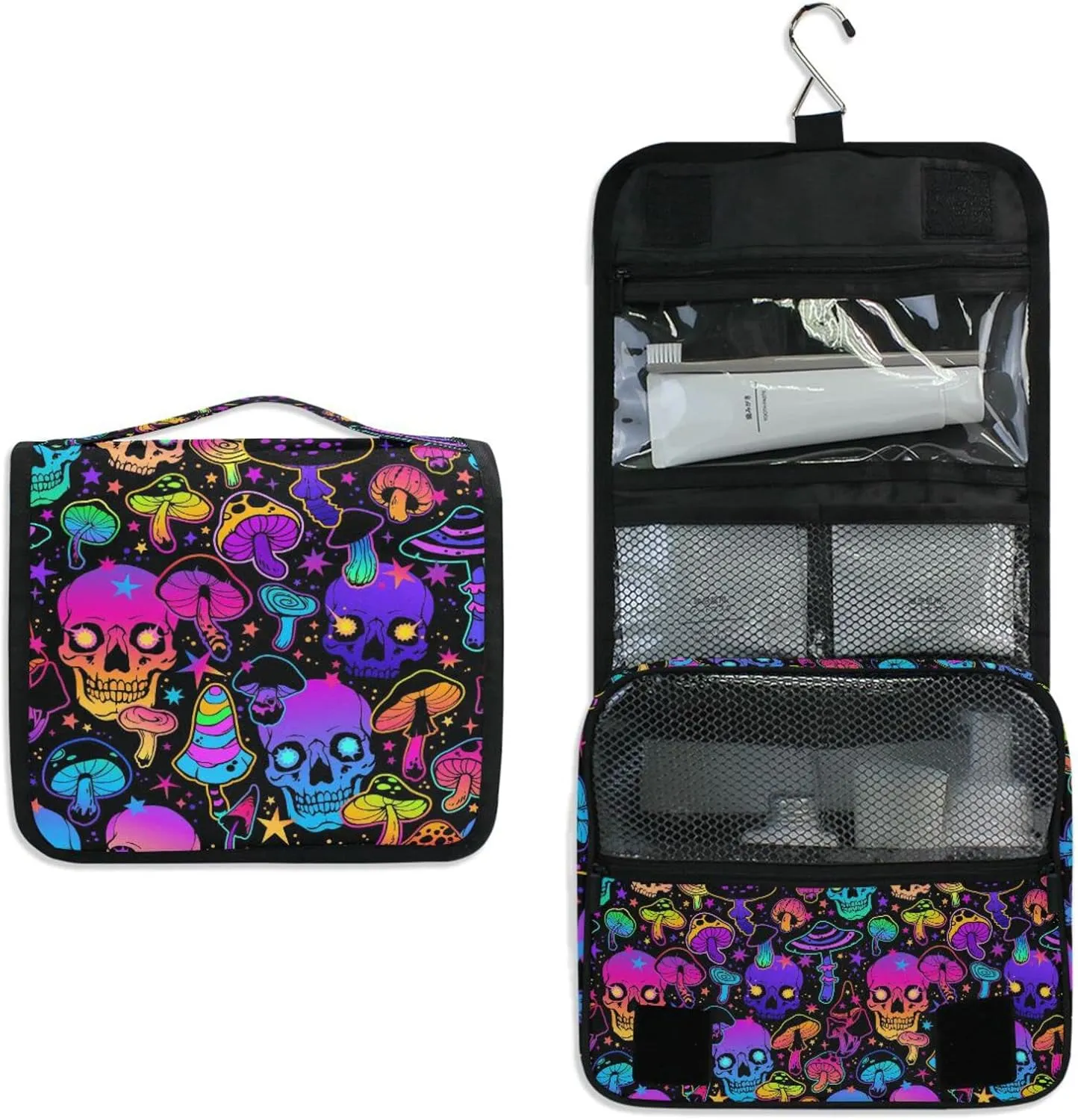 Hanging Toiletry Bag Magic Skull Mushroom Purple Makeup Bag Travel bag for Toiletries Portable Toiletry Organizer Bags Toiletry Bag for Women Men, Travel-Essentials Toiletry Bag