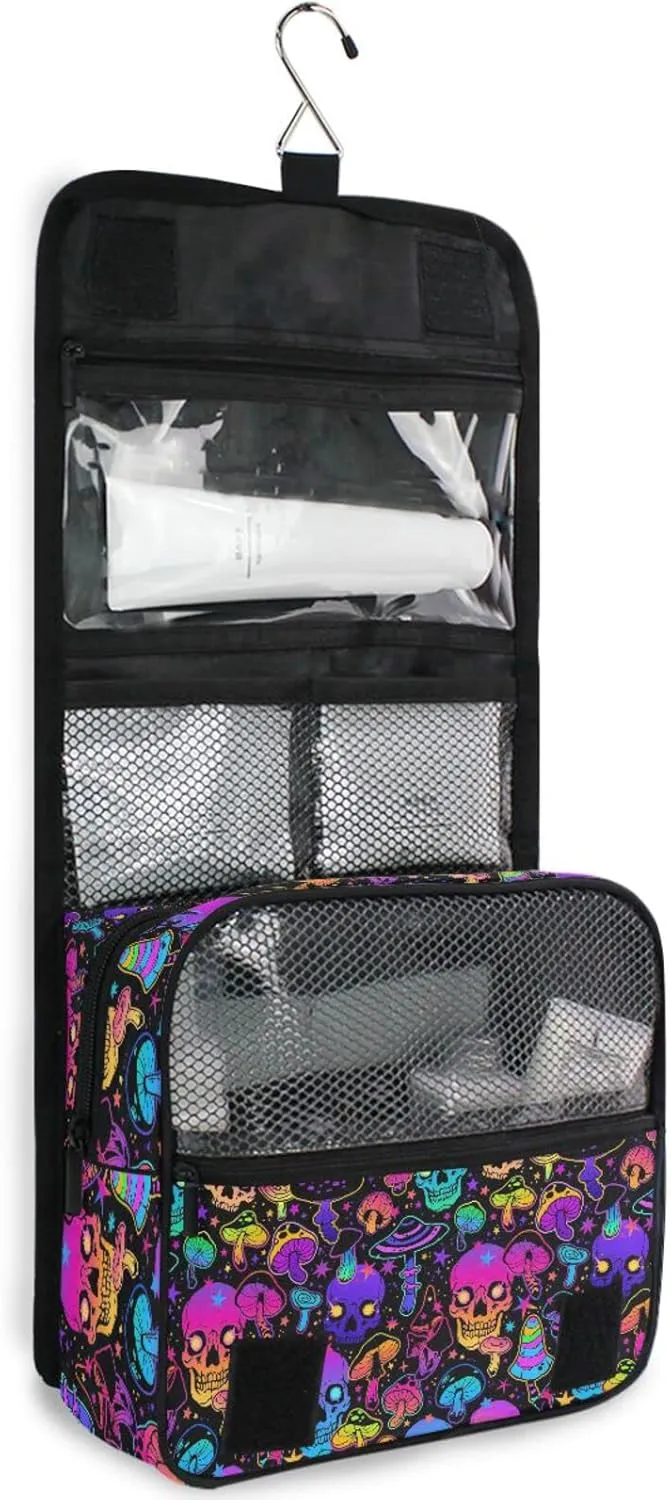 Hanging Toiletry Bag Magic Skull Mushroom Purple Makeup Bag Travel bag for Toiletries Portable Toiletry Organizer Bags Toiletry Bag for Women Men, Travel-Essentials Toiletry Bag