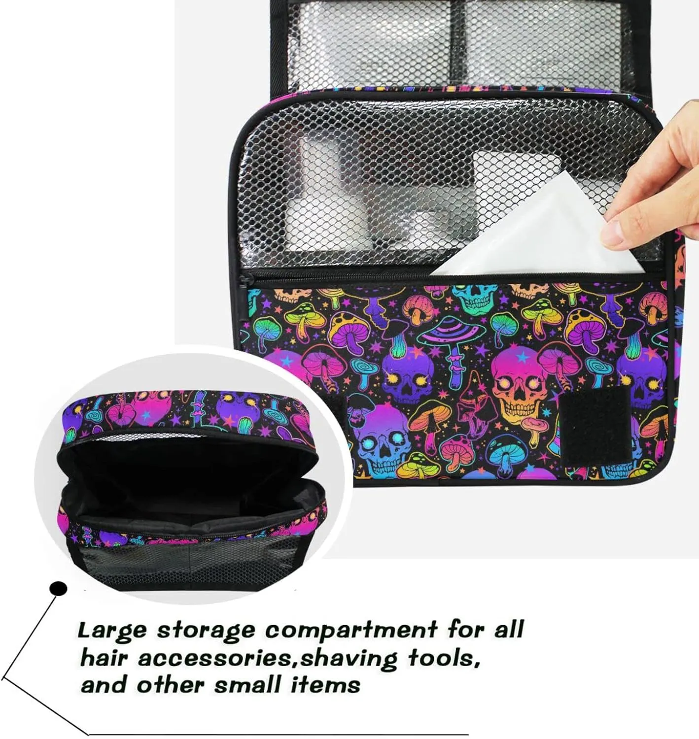 Hanging Toiletry Bag Magic Skull Mushroom Purple Makeup Bag Travel bag for Toiletries Portable Toiletry Organizer Bags Toiletry Bag for Women Men, Travel-Essentials Toiletry Bag