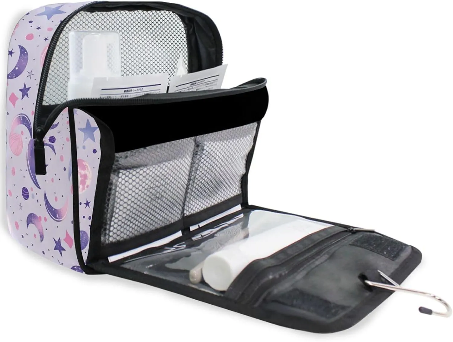 Hanging Toiletry Bag Moons Planets and Constellations Travel Makeup bag for Toiletries Portable Travel Toiletry Organizer Cosmetic Bags with Hanging Hook
